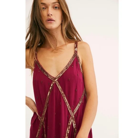 Free People Intimately In Heaven Embelished Slip Dress Small - Picture 2 of 11